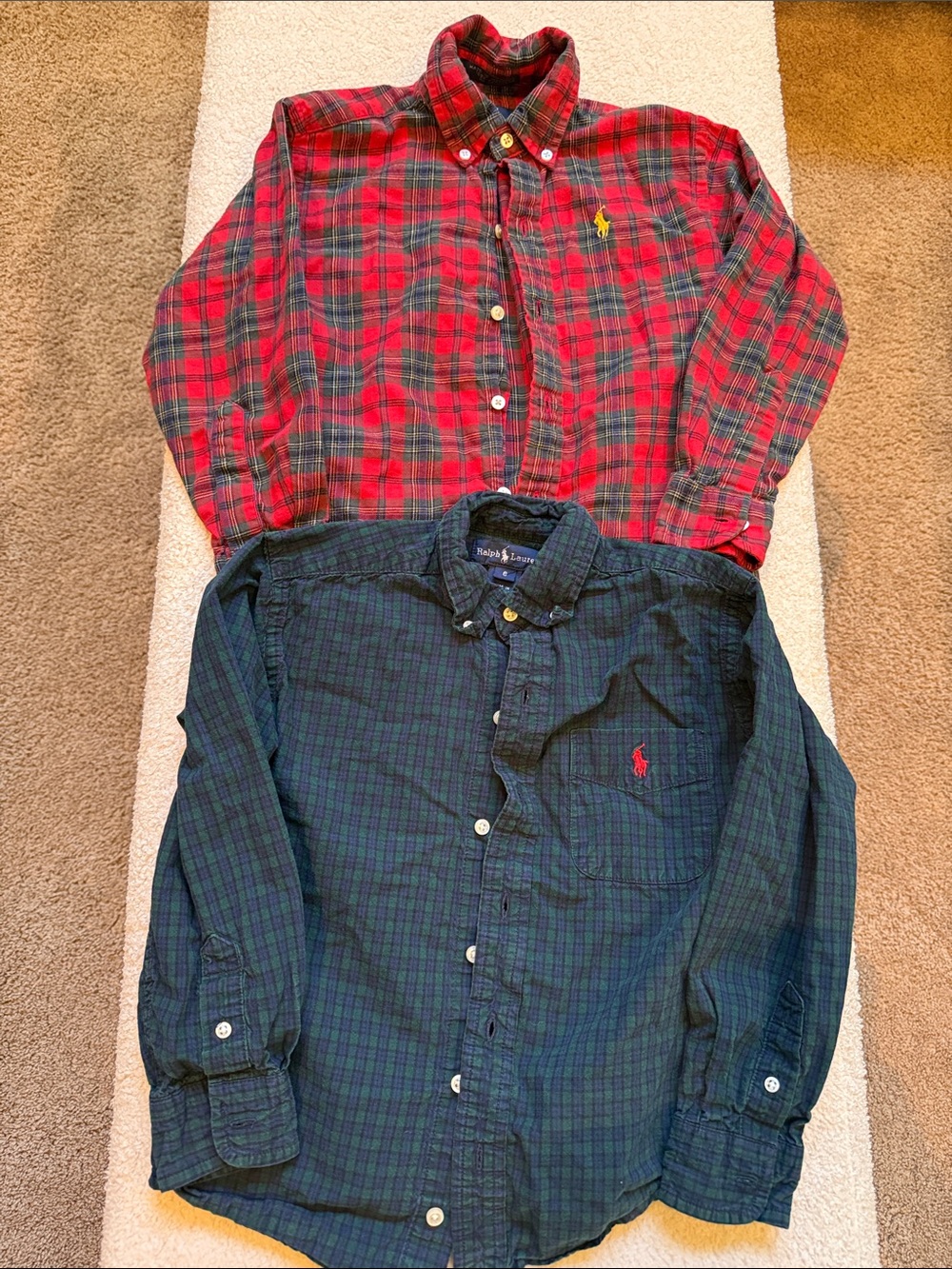 🔥 Ralph Lauren Red and Green Plaid Button-Down Shirts (2)